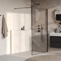 Brauer Collision Inloopdouche Helder Glas 120x200cm - Mat Zwart - Veiligheidsglas - Douche, Douchewanden, Inloopdouche, Vaste Wand - 8721357901766