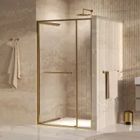 Brauer luminis nisdeur 2-delig naar binnen draaiend 120x200 omkeerbaar helder glas incl. Glascoating pvd goud geborsteld