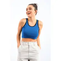 Tommy Life Geribbelde Mouwloze Crop Top