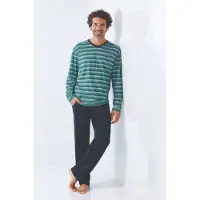 Hajo Klima-komfort heren pyjama pistache - Groen - Maat - 54