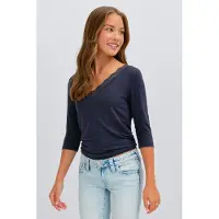 Gina Tricot  - Y lace quarter sleeve top - Tops voor meisjes 9–14 jaar - Blauw - 134/140 - Meisje