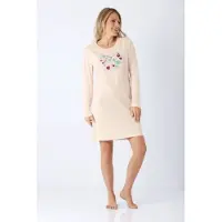 Hajo Premium katoen dames nachthemd gebroken wit | Maat 48/50