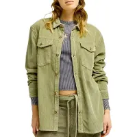 Roxy - Merken - Let It Go Cord Shirt Oil Green voor Dames van Katoen - Maat M - Kaki