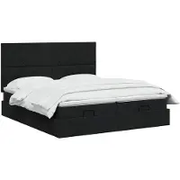 vidaXL Ottoman bed met matras met hoofdeinde 2 st Zwart Stof