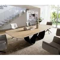 DELIFE Eettafel Edge Boot 300x120 cm Keramiek Laminam Sabbia Eichefarbig Infinity Metaal Zwart