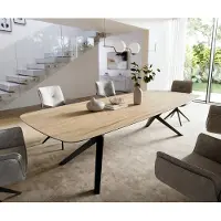 DELIFE Eettafel Edge Boot 300x120 cm Keramiek Laminam Sabbia Eichefarbig Zenthara hoekig Metaal Zwart