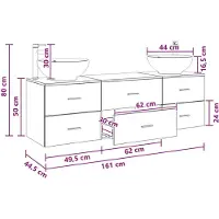 vidaXL Badkameraccessoireset, 3 stuks, gerookt eikenhout