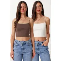 Happiness İstanbul Slim Fit Vierkante Hals Crop Top