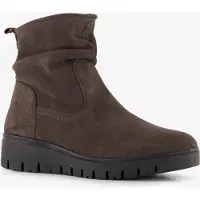 Hush puppies suède dames enkellaarsjes donkerbruin maat 38
