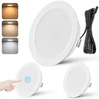 Nikcorp LED inbouwspots 12V 3W, plat, met touchbediening, diameter 6,5 cm, set van 3