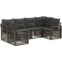 vidaXL Tuinbank Set 6 st 6-Aantal zitplaatsen Grijs poly rattan