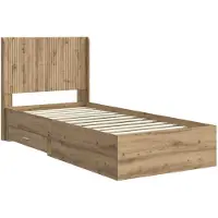 vidaXL Bedframe met opbergruimte en hoofdbord Artisanaal eiken