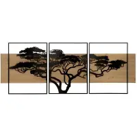 Mauro Ferretti Wandpaneel Lagos Iron & Wood Set 3 Pcs 204×2×80 cm
