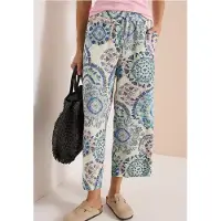 Cecil Dames Broek met High Waist en Wide Leg pijpen in een Loose Fit pasvorm - Wit - M