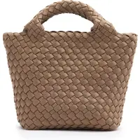 Manfield Taupe gevlochten mini handtas | Maat Onesize