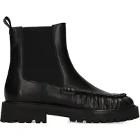 Manfield Zwarte leren chelsea boots | Maat 39