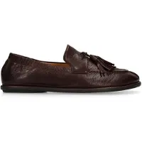 Manfield Donkerbruine leren loafers met kwastjes | Maat 39