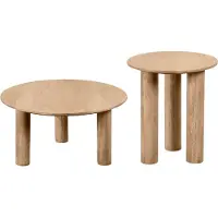 Lewis & Loft Salontafels Lian - Mangohout - Rond - Naturel - Klein en groot - Set van 2