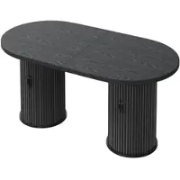OKWISH Eettafel - Uitschuifbaar Met Verborgen Opbergruimte - 149,8-189,7 x 80 x 75 cm - Multifunctioneel Voor Kleine Ruimtes - MDF Zwart