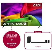 LG 75 inch NANO 4K UHD AI NU80 Smart TV 2026 & DS70TR 5.1.1-kanaals - 75NU800B6LA.DS70TR