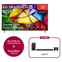 LG 75 inch Mini RGB evo AI MRGB86 4K Smart TV 2026 & DS80TR 5.1.3-kanaals - 75MRGB86B9A.DS80TR
