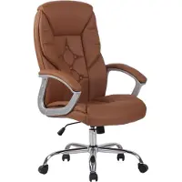 BellaFurn XXL-kantoorkruk – Ergonomische stoel – geschikt tot 210 kg, bekleed met kunstleer (belastbaar), kleur: lichtbruin