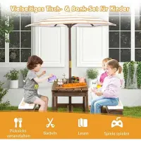 Northix Een set kinderpicknicktafels met parasol en bankjes