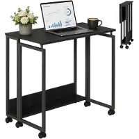 Relaxdays , inklapbare bureau, met 6 wielen, computerbureau, ruimtebesparend, afmetingen: 75x60x50 cm, kantoorbureau, metaal, zwart