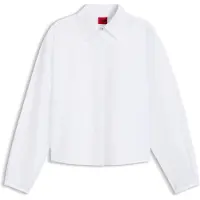 HUGO Dames Blouse Endeka wit (36), Casual, Katoen, Lange mouwen 50572062