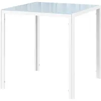 BellaFurn Vierkante eettafel van glas – metalen frame | Kleur: wit | Afmetingen: 75x75x75 cm