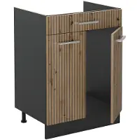Vicco Keukenonderkast R-Line, Artisanaal eiken/Antraciet, 60 cm met lade zonder werkblad
