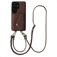 Selencia Sera Telefoonhoes met Koord en Envelop Pashouder voor de Samsung Galaxy S26 Ultra - Chocolate Brown