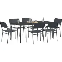 Syfax Eetkamerset 7 st Antraciet Staal