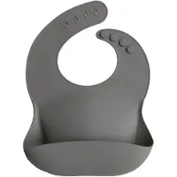 Mushie Siliconen Baby Slabbetje met Opvangbakje | Silver Sage | BPA ftalaatvrij| afwasbaar