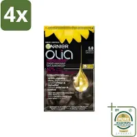 Garnier - Olia 5 - Haarkleuring - Lichtbruin - Zonder Ammoniak - 60% Olie - Permanente Kleur - Voordeelverpakking - 4 stuks - Olia - Haarkleuring zonder ammoniak