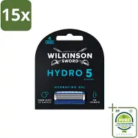 Wilkinson Sword 15 x - Navulmesjes - Hydro 5 Skin Protection - Beschermend - 4 mesjes - Grootverpakking - Scheermes - Scheermesjes - Hydro 5 - - Scheermes Voor Mannen