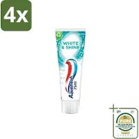 Aquafresh White & Shine - Whitening Tandpasta - 75 ml - Voordeelverpakking - 4 stuks - Glans - Vlekken