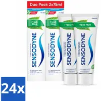 Sensodyne 24 x - Tandpasta - Fresh Mint - Frisse Munt - Duopack - 2 x 75 ml - Gevoelige Tanden - Tandpasta - Tandplak Verwijderen - Fluoride - Tandglazuur