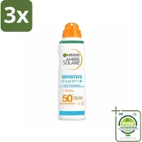 Garnier 3 x - Ambre Solaire - Mist Spray - Sensitive Expert+ - SPF 50+ - 150 ml - Grootverpakking - Zonnebrand - Zonnebescherming - Gevoelige Huid - SPF 50 - Mist Spray