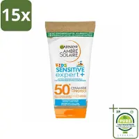 Garnier 15 x - Ambre Solaire - Zonnemelk - Kids - SPF 50+ - Reisformaat - 50 ml - Grootverpakking - Zonnemelk - Kinderzonnemelk - Zonnebescherming - SPF 50+ - Gevoelige Huid