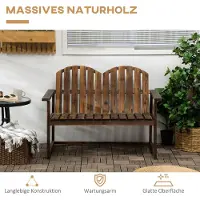 HAUSS SPOLE Tuinbank - 2-Zits Houten Tuinbank - Met Rugleuning En Armleuningen - Voor Tuin En Balkon - Gekarboniseerd Tannenhout - Bruin