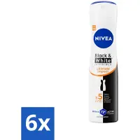 Nivea 6 x - Deodorant Spray - Zwart & Wit Ultieme Impact - Anti-Transpirant - 150 ml - Deodorant - Deodorant Spray - Anti-transpirant - Vlekkenvrije Deodorant - Deodorant Voor Vrouwen