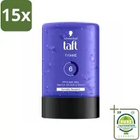 Taft 15 x - Titane 6 - Styling Gel - Krachtige fixatie - 300 ml - Grootverpakking - Haar Gel - Sterke Fixatie - Titanium Hold - Vochtbestendig - Plakkerig