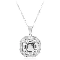 Cavill - Halsketting Zilver 925 Sterling - 9,245 ct Witte Topaas Nigeriaans - Kussen-Asscher Slijpsel - Elegant Tijdloos Dames Sieraad