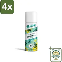 Batiste - Classic Clean - Droogshampoo - Koele en Schone Geur - Verfrist en Geeft Grip - 50ml - Voordeelverpakking - 4 stuks - Haarverfrisser - Mini shampoo