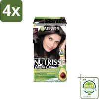 Garnier - Nutrisse Ultra Crème 3 - Haarkleuring - Donkerbruin - Intens Voedend - Permanente Kleur - Voordeelverpakking - 4 stuks - Haarverf - Permanente haarkleur
