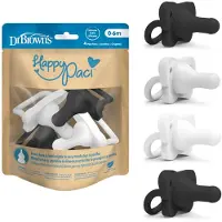Dr browns Dr. Brown's HappyPaci Siliconen Fopspeen 0-6 Maanden – 4 Stuks – Grijs, Zwart & Wit – Baby Fopspeen