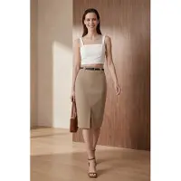 MyFashion Hoge Taille Midi Pennenrok met Split