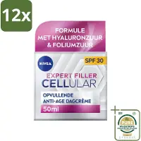 Nivea - CELLular Expert Filler Dagcrème - Anti-Veroudering Gezichtscrème - SPF 30 - Met Hyaluronzuur, Creatine & Foliumzuur - 50 ml - Voordeelverpakking - 12 stuks - Anti-aging - Hyaluronzuur