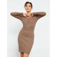 Tommy Life Korte Mouwen Bodycon Midi-jurk met Ronde Hals